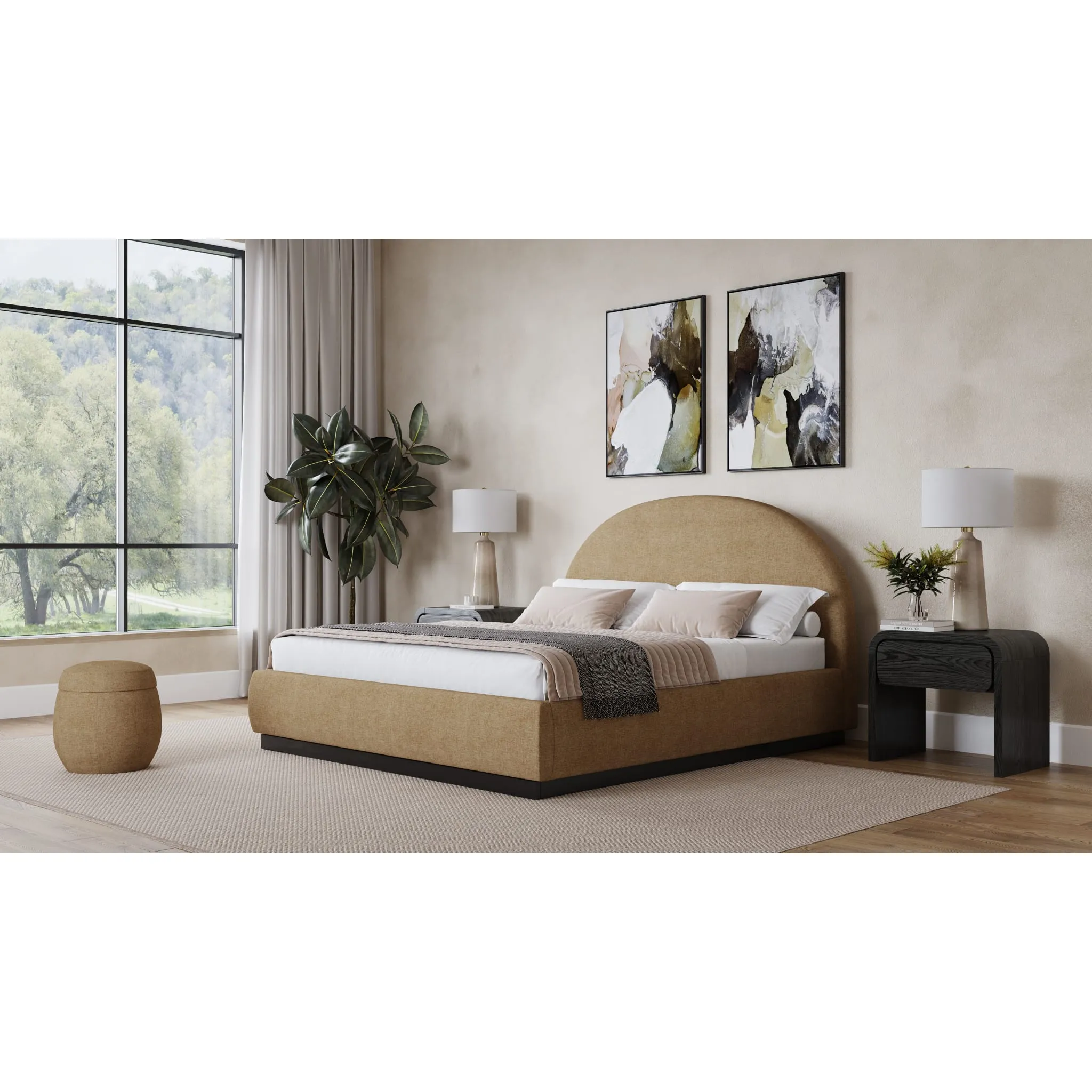 Flex Upholstered Ottoman in Porcini Chenille