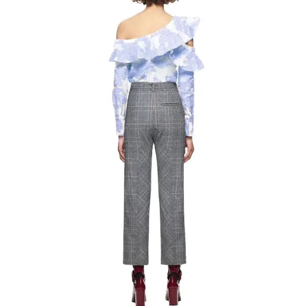 Floral Fil Coupe Asymmetric Ruffle Top