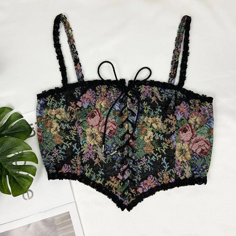 Floral Front Lace Up Camisole