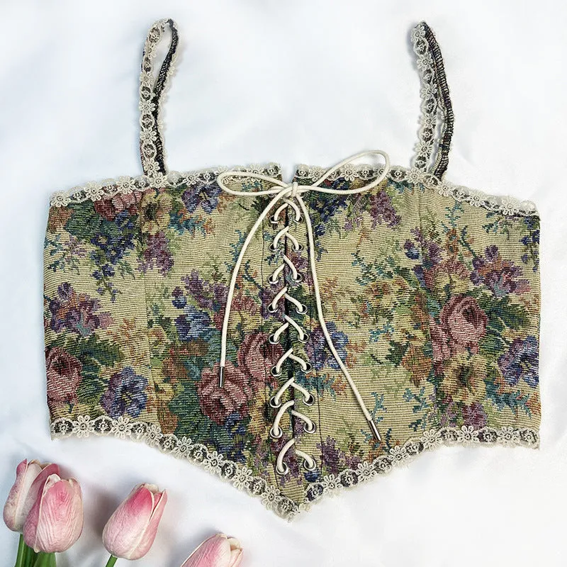 Floral Front Lace Up Camisole