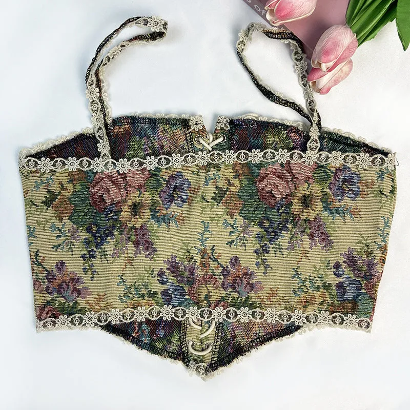 Floral Front Lace Up Camisole
