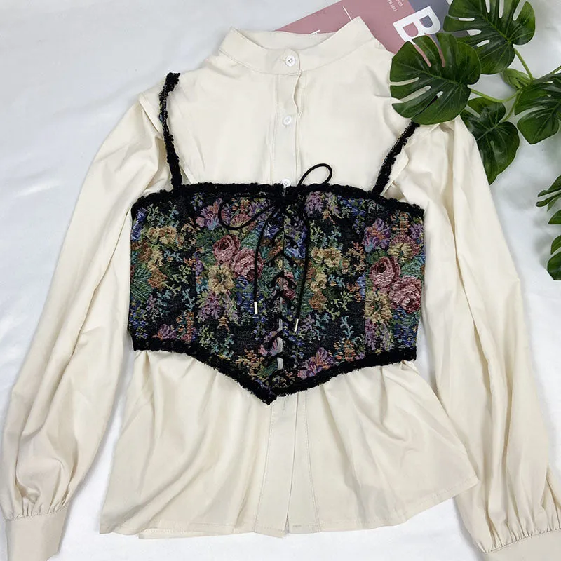 Floral Front Lace Up Camisole