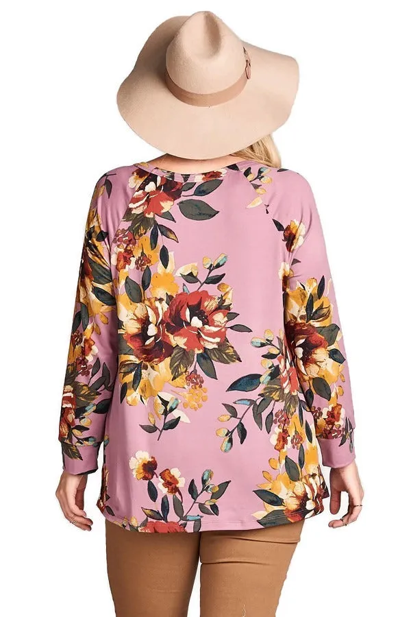 Floral Lace Up Top,  Orchid