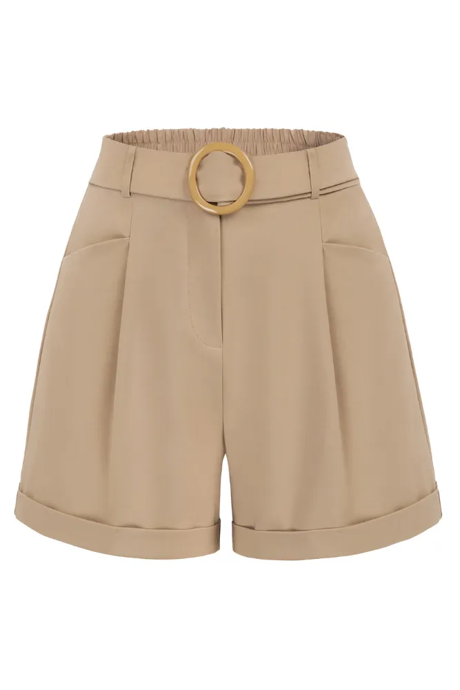 Fold-over Leg Opening Shorts with Belt