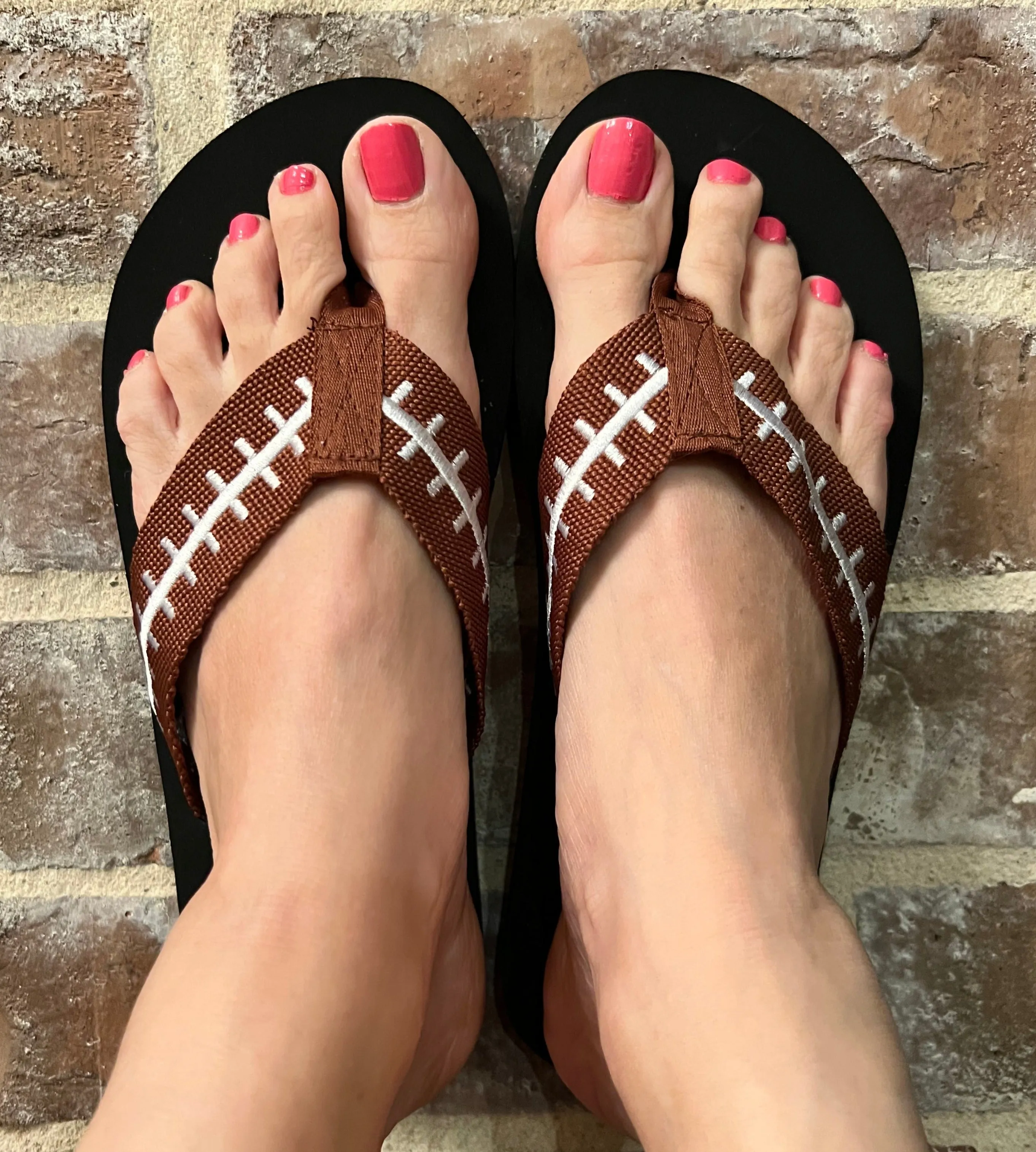 Football EMBROIDERED Flip Flops Womens