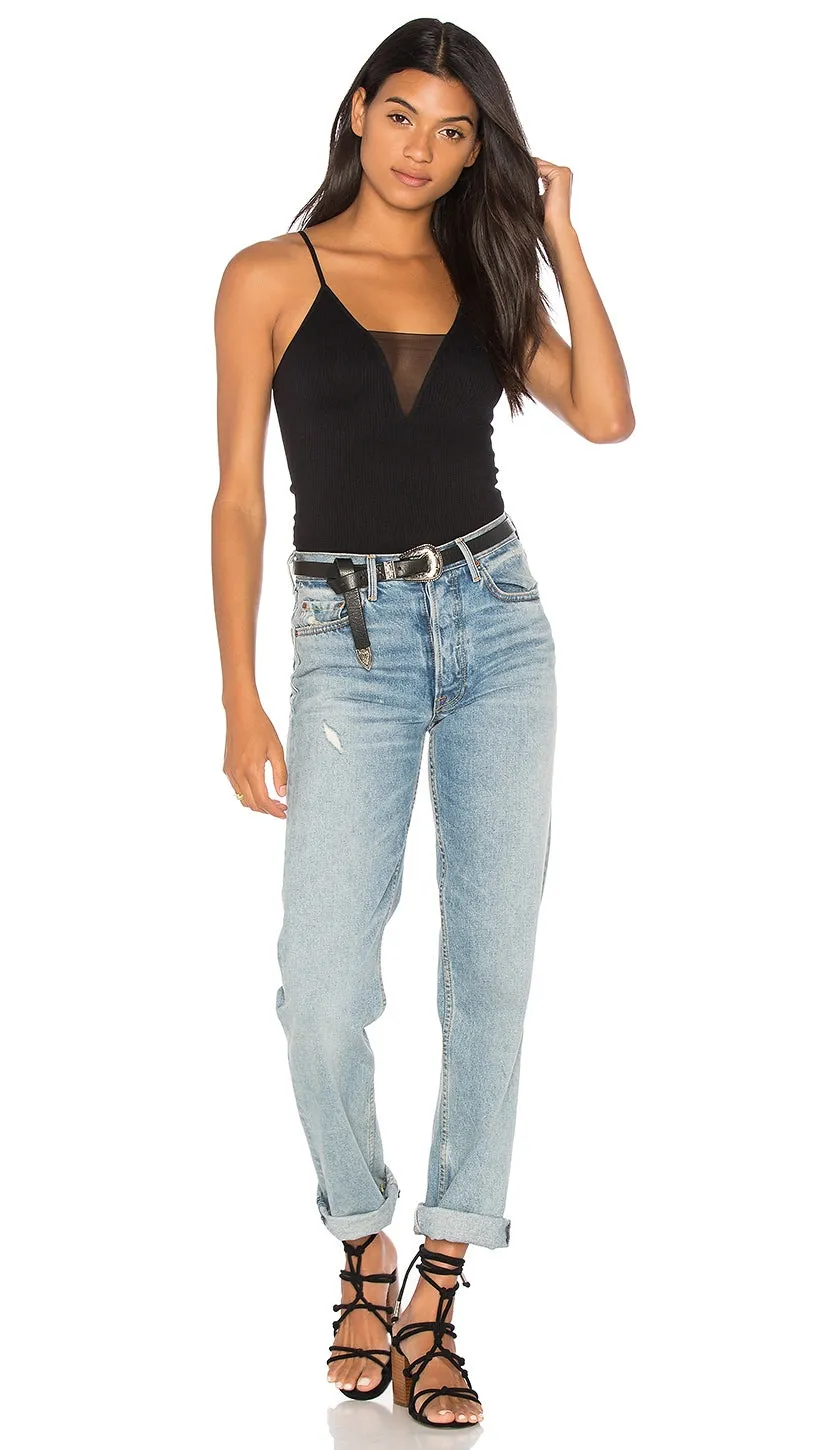 Free People Come Around Mesh Insert Cami Black