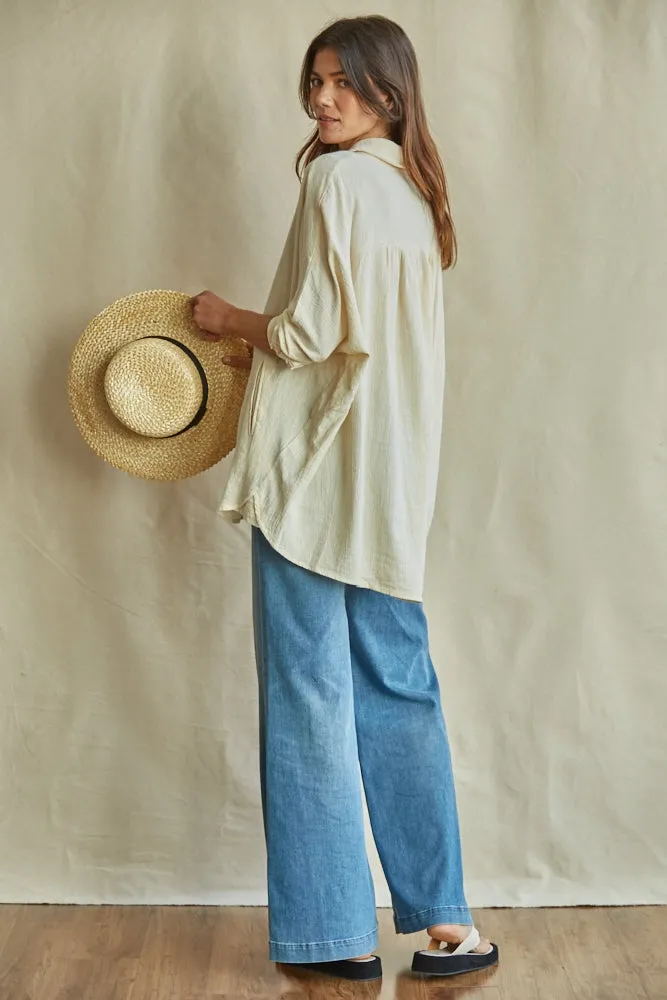 Fresco Button Down Top