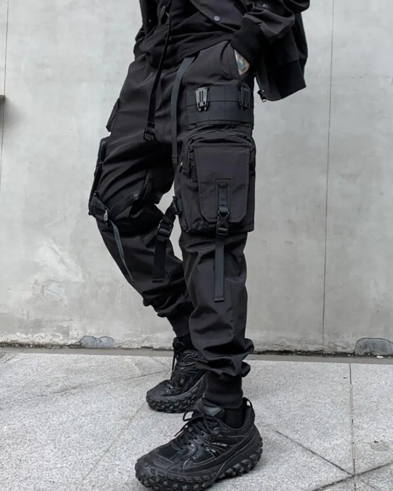 Functional Black Multi-Pocket Cargo Pants