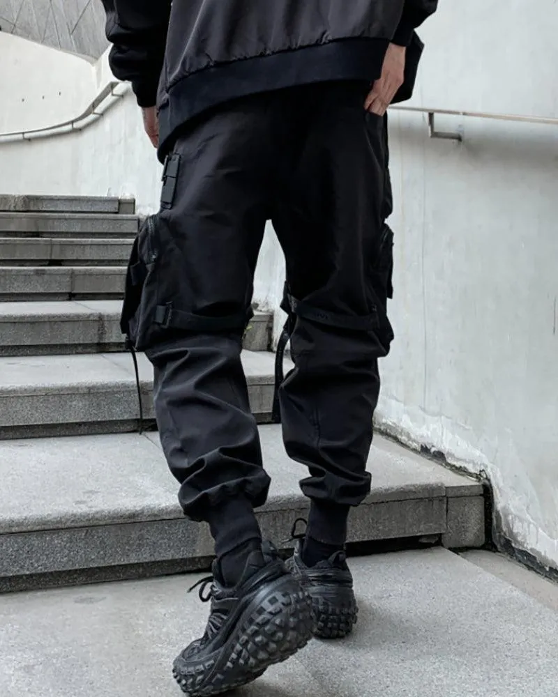 Functional Black Multi-Pocket Cargo Pants