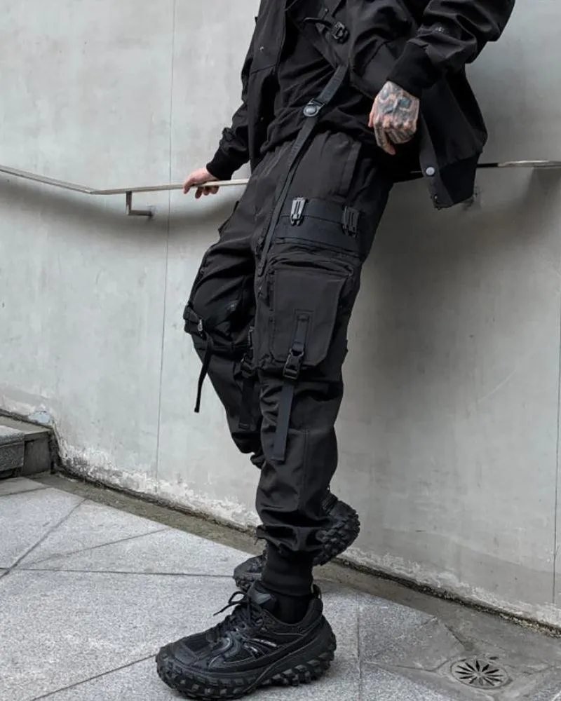 Functional Black Multi-Pocket Cargo Pants