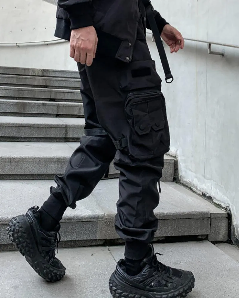 Functional Black Multi-Pocket Cargo Pants