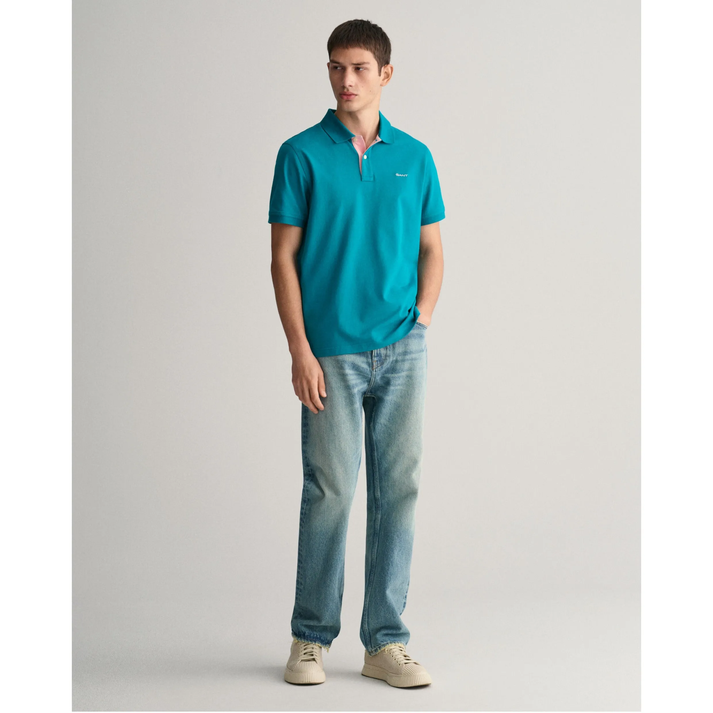 GANT Contrast Stretch Pique Polo 2062026 Ocean Turquoise