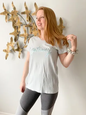 GAP Pale Blue Metallic Getaway Favorite Cotton T-shirt - Medium