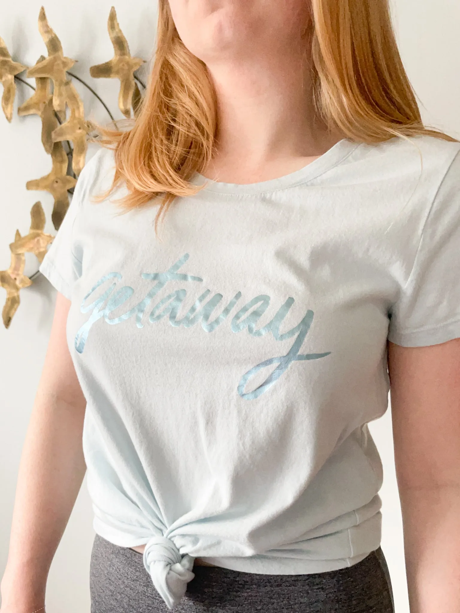 GAP Pale Blue Metallic Getaway Favorite Cotton T-shirt - Medium
