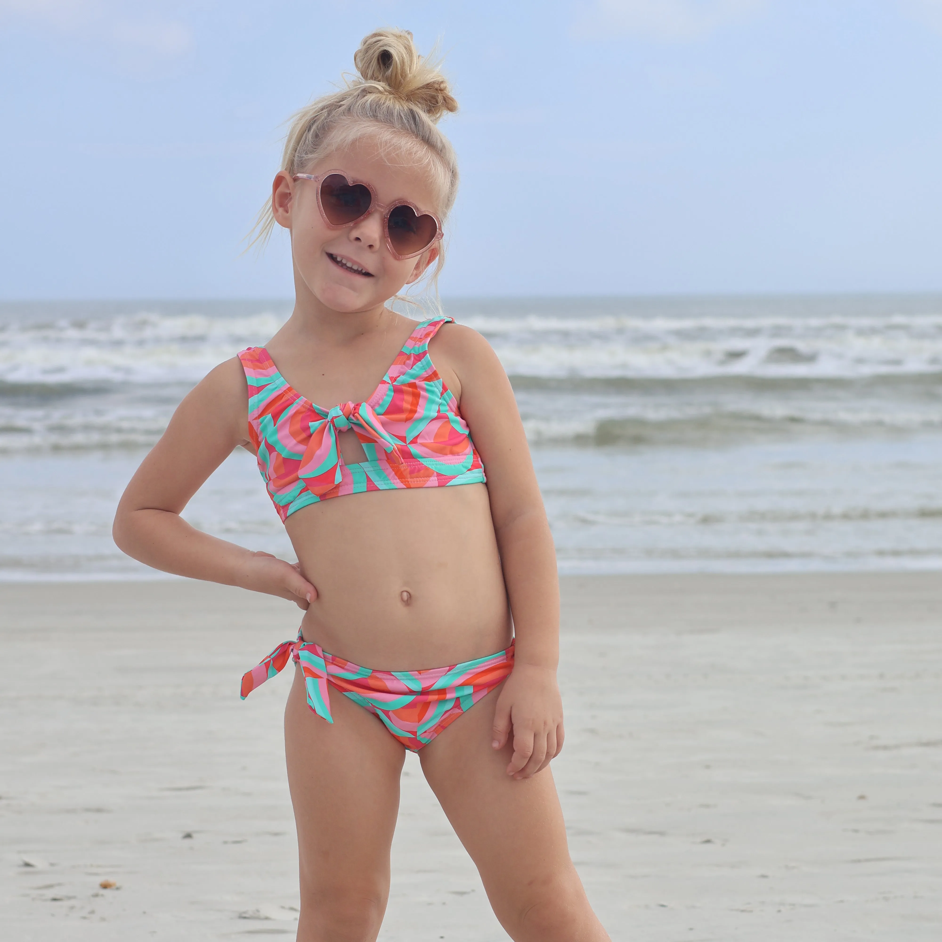 Geo Melon Sustainable Knot Front Bikini