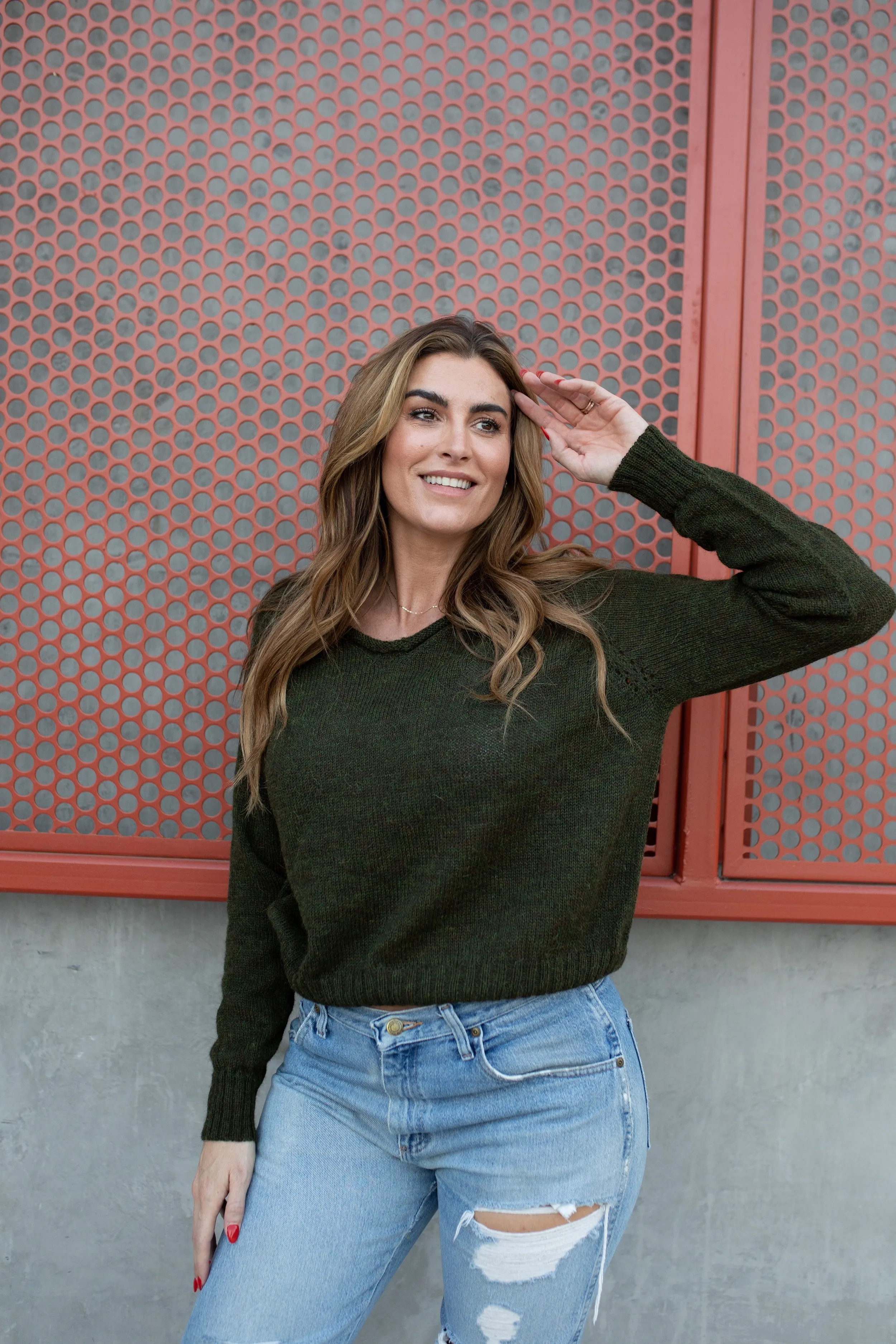 Georgia Pullover Sweater in Heather Navy or Heather Green - Pre-order 2/30