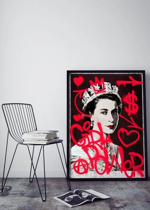 Girl Power Queen Elizabeth Spraypaint Print
