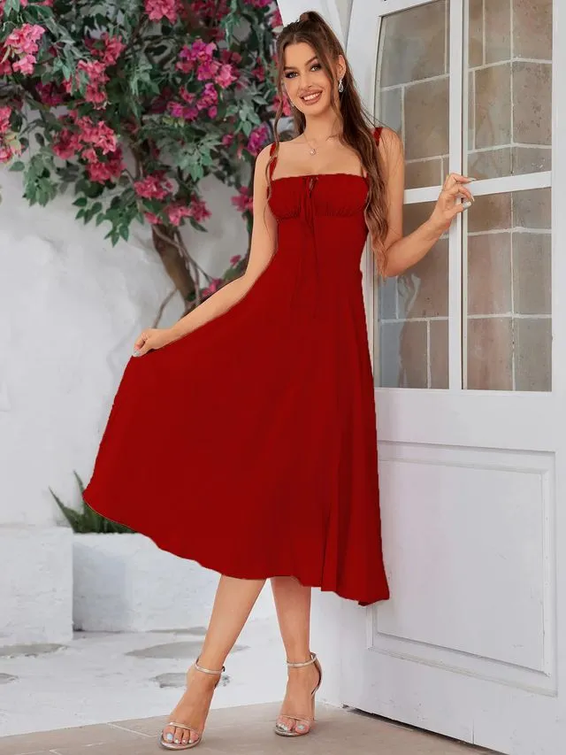 Glamorous Red Sleeveless Fit & Flare Dress