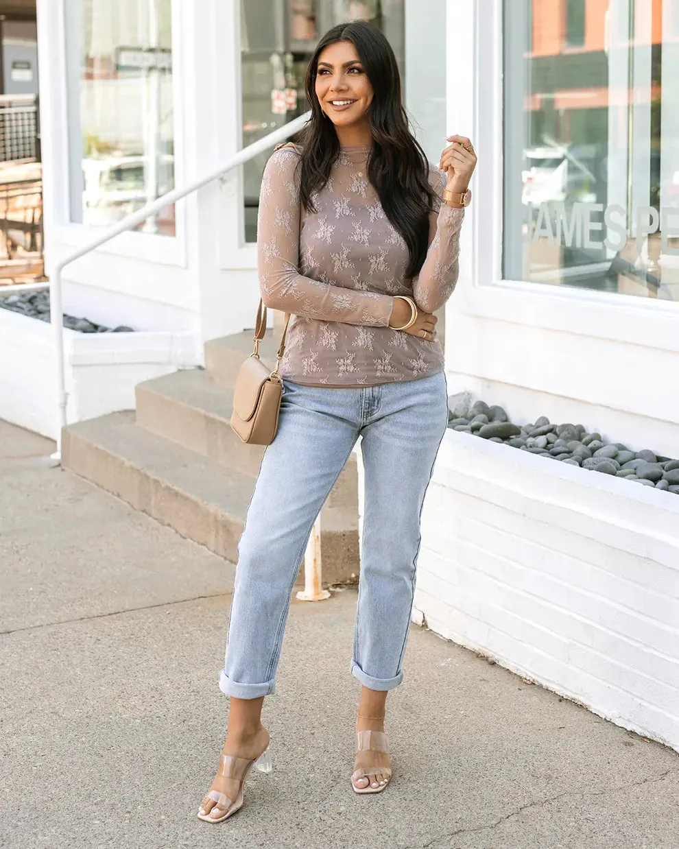 Grace & Lace Mesh Top - Taupe