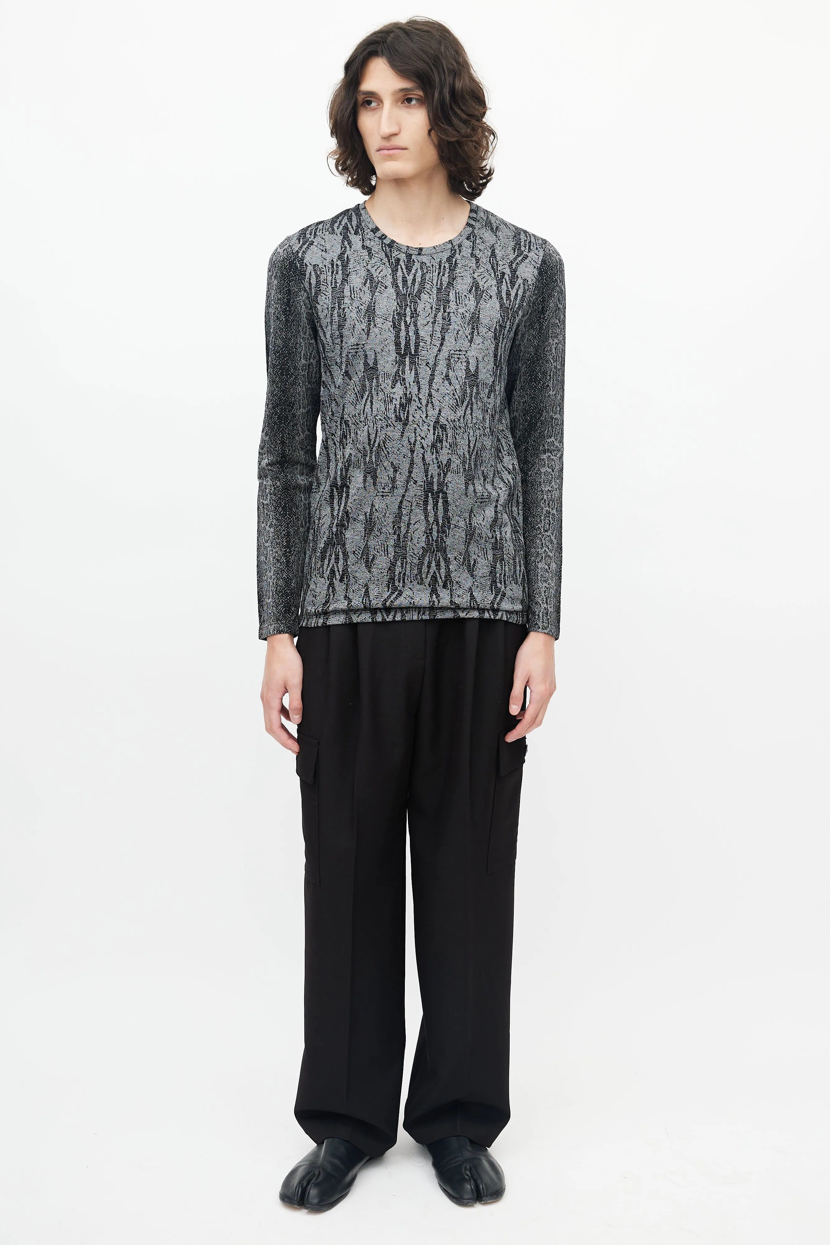 Grey & Black Knit Top