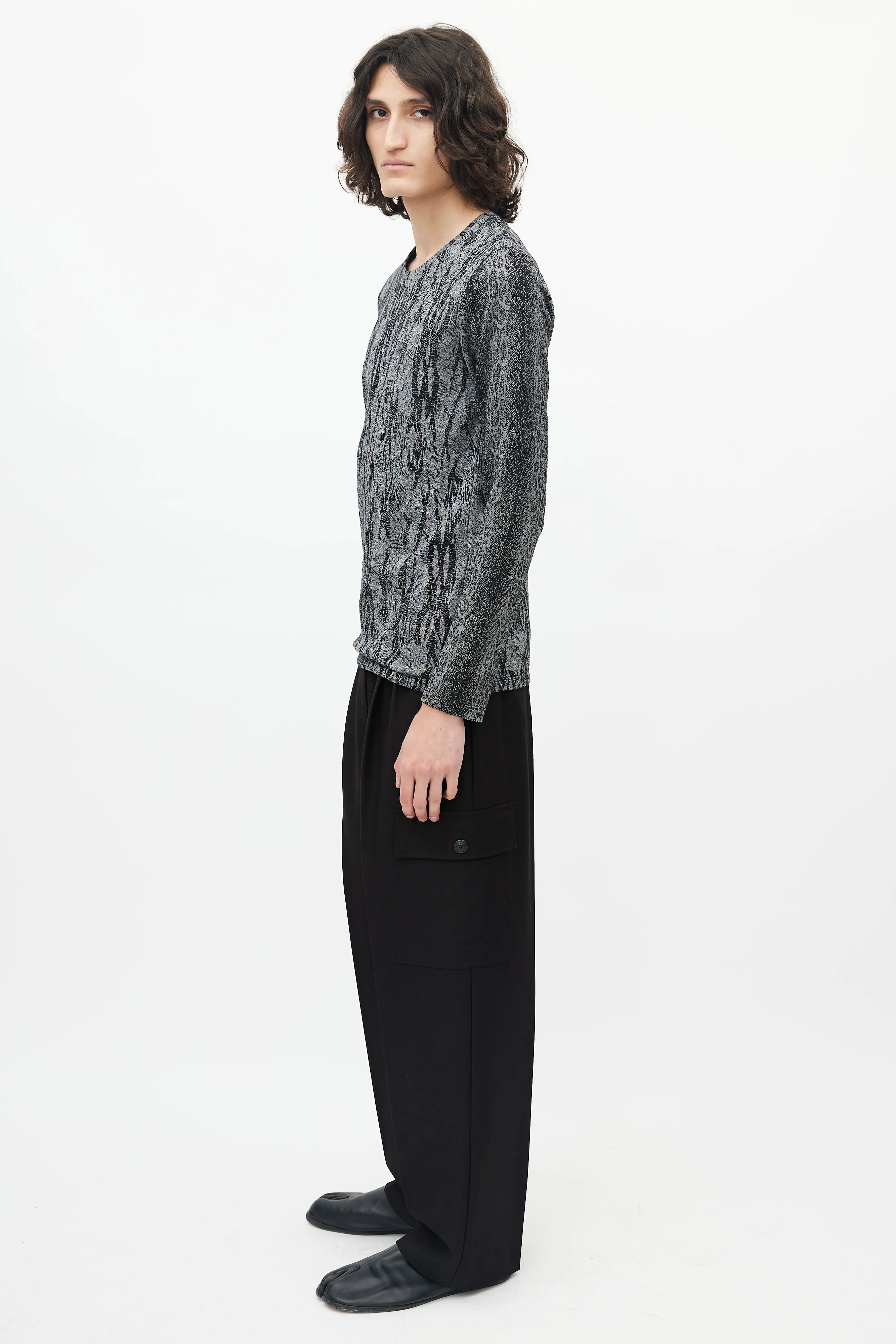 Grey & Black Knit Top