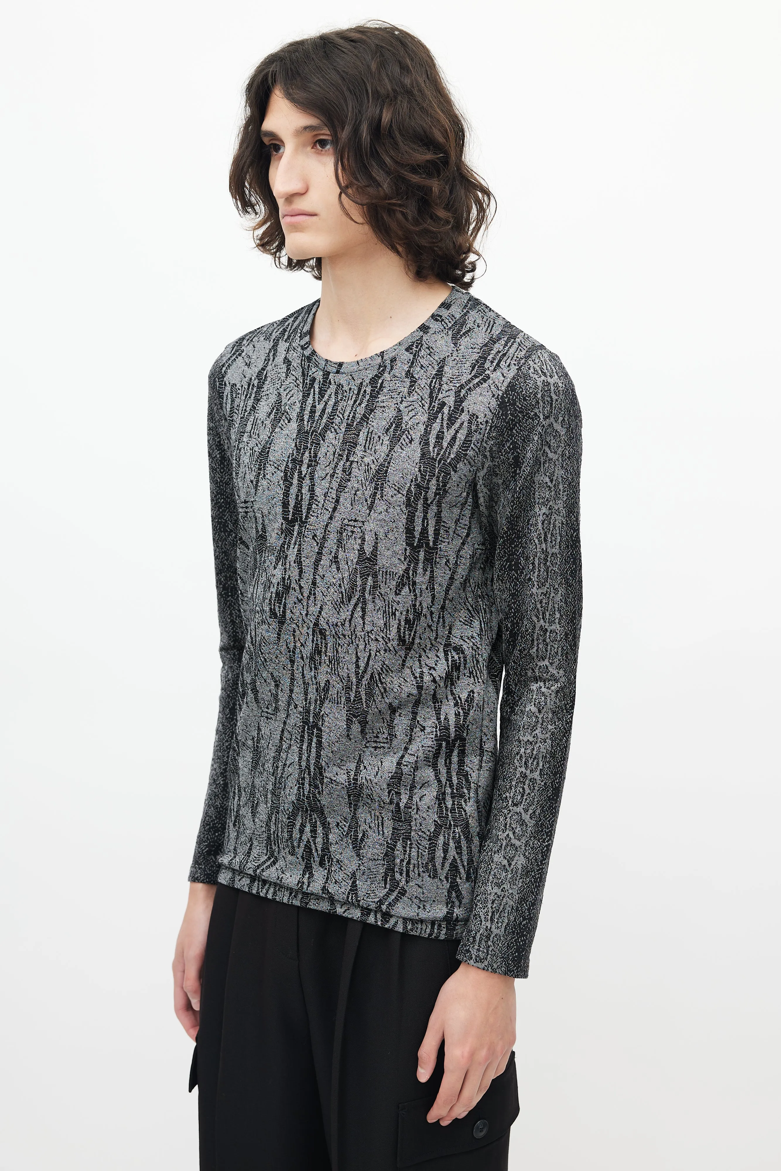 Grey & Black Knit Top