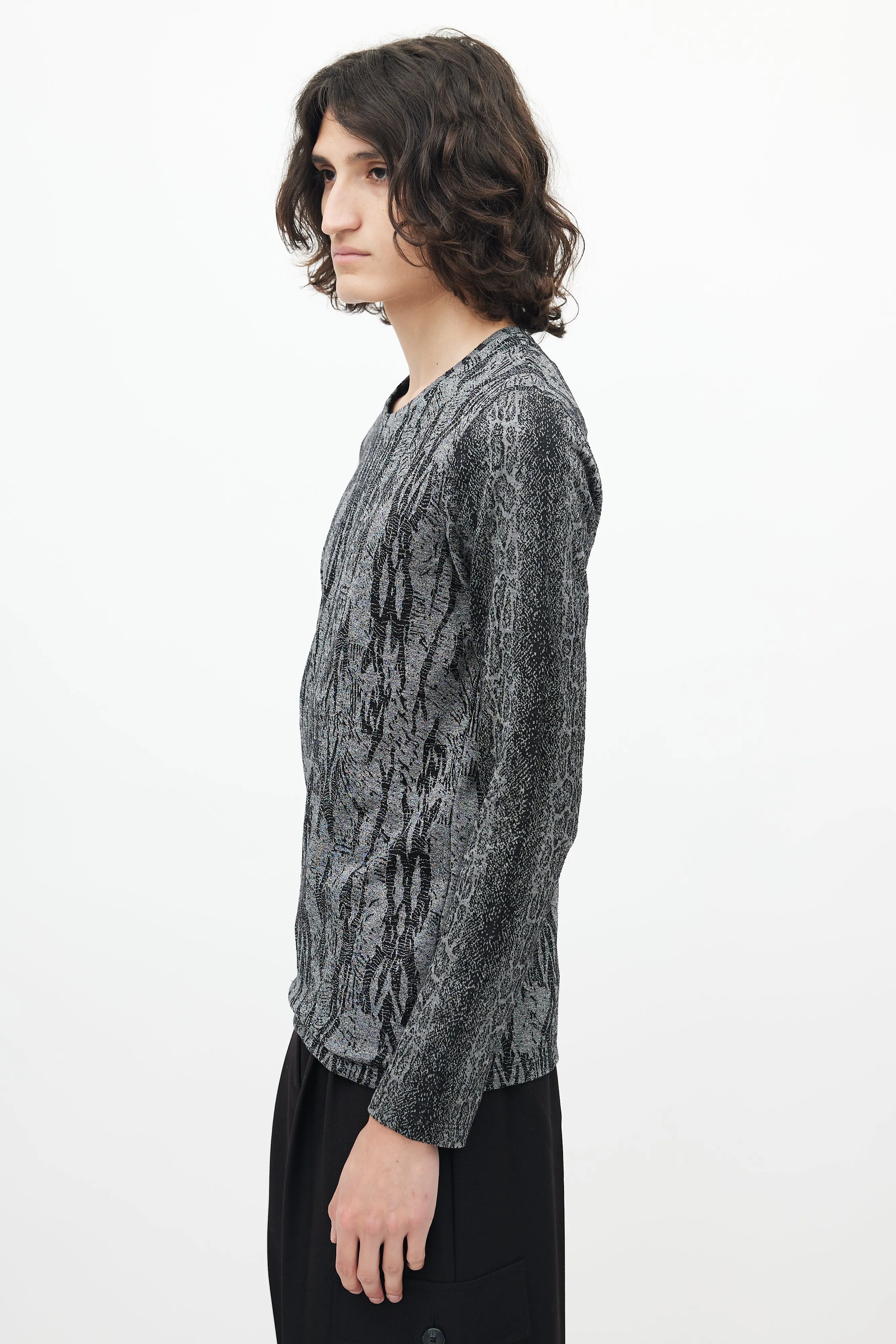 Grey & Black Knit Top