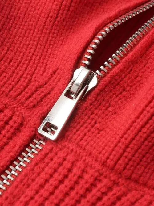 Half Zip Ribbed Collared Neck Knit sweater Top