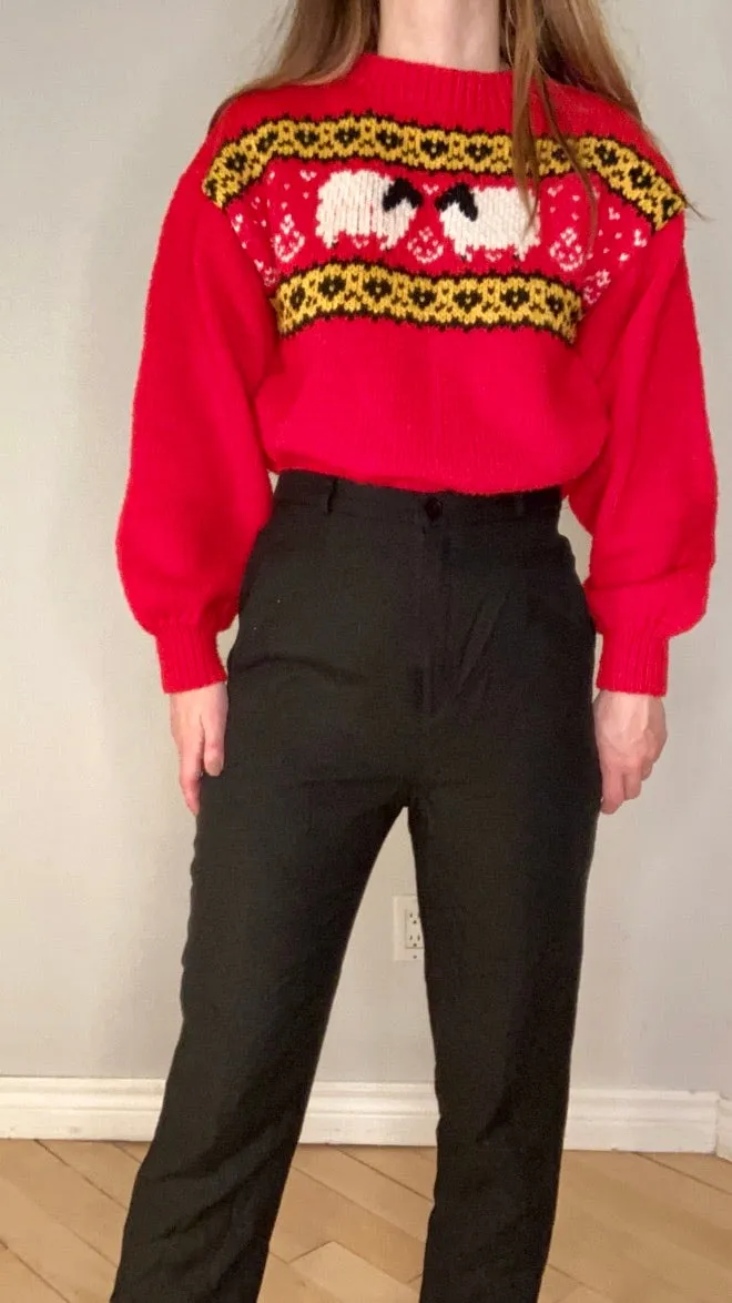 Hand Knit Bishop Sleeve Lamb Sweater S/M