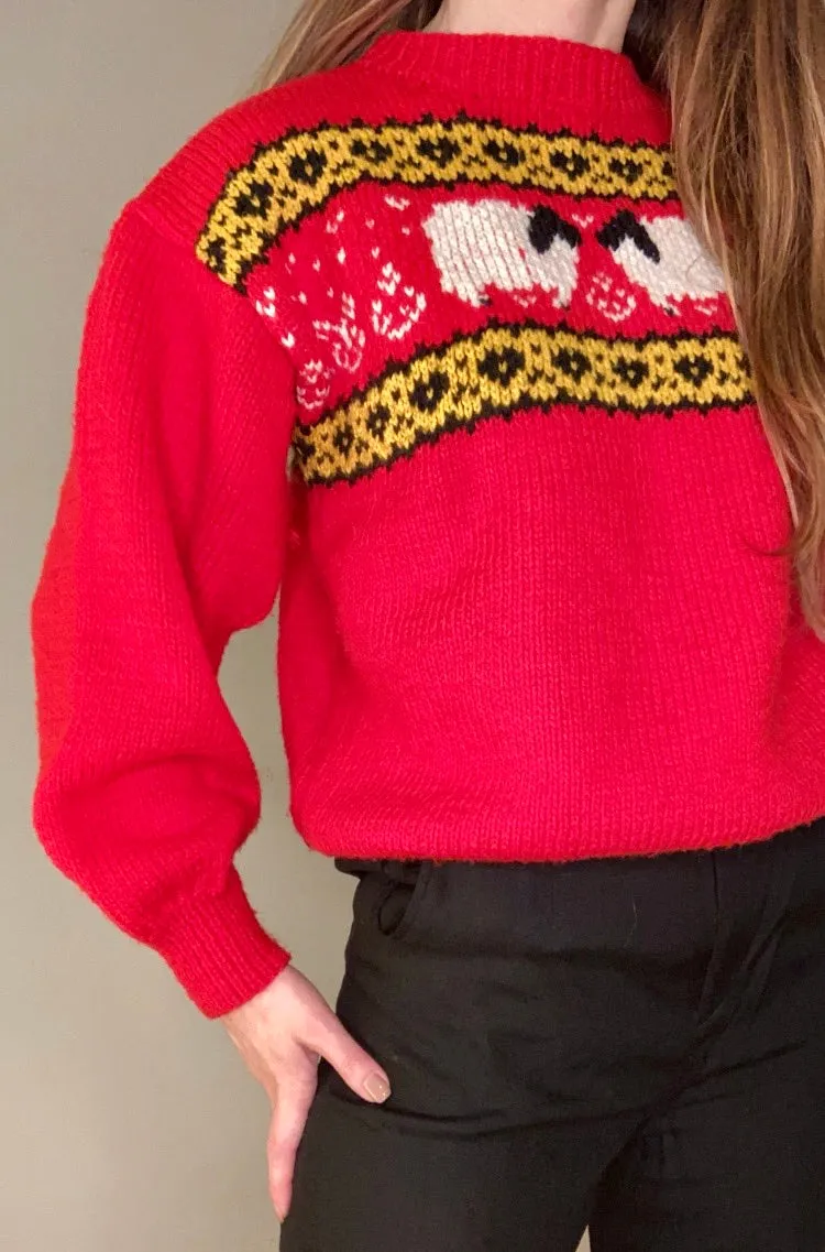 Hand Knit Bishop Sleeve Lamb Sweater S/M