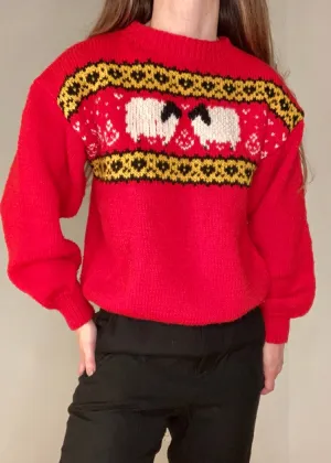 Hand Knit Bishop Sleeve Lamb Sweater S/M