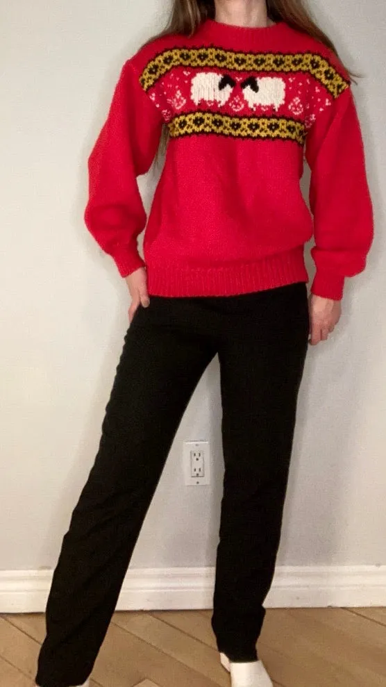 Hand Knit Bishop Sleeve Lamb Sweater S/M