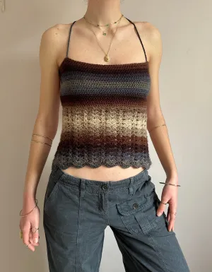 Handmade crochet lace cami top in Seashell colourway