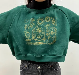 Handprinted cropped sweatshirt size UK 16