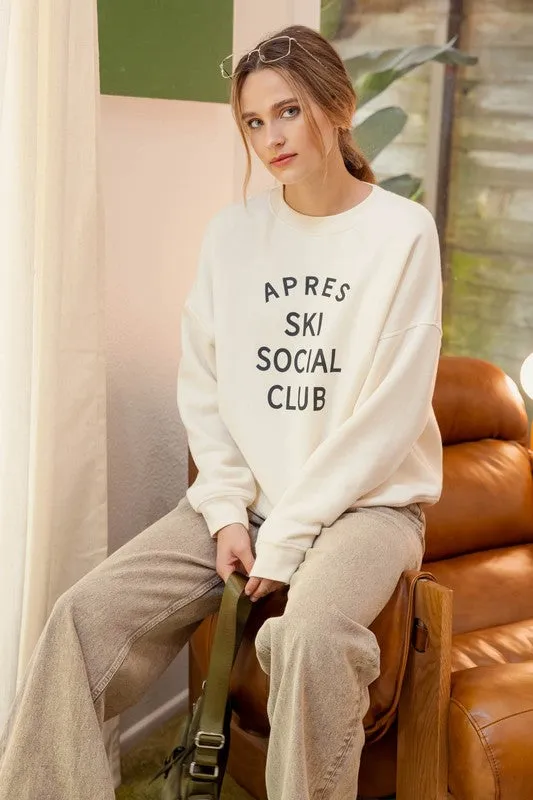 HANNAH SOCIAL CLUB PRINT LONG SLEEVE KNIT TOP