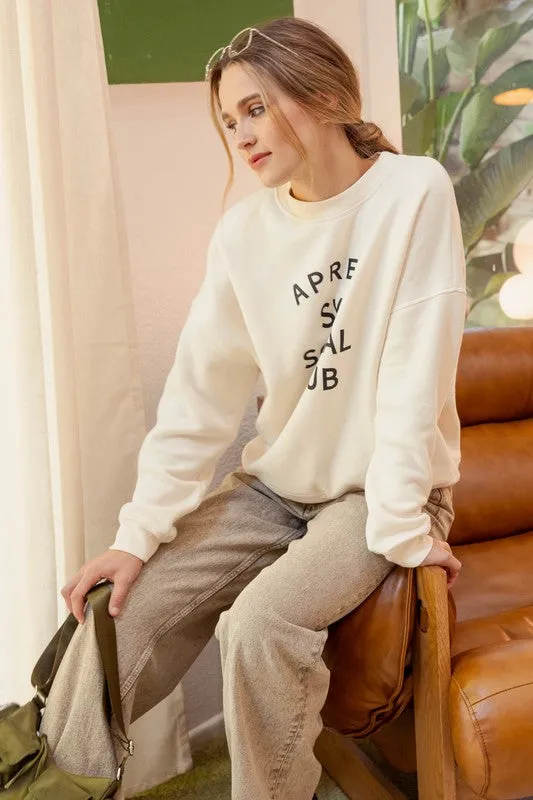 HANNAH SOCIAL CLUB PRINT LONG SLEEVE KNIT TOP