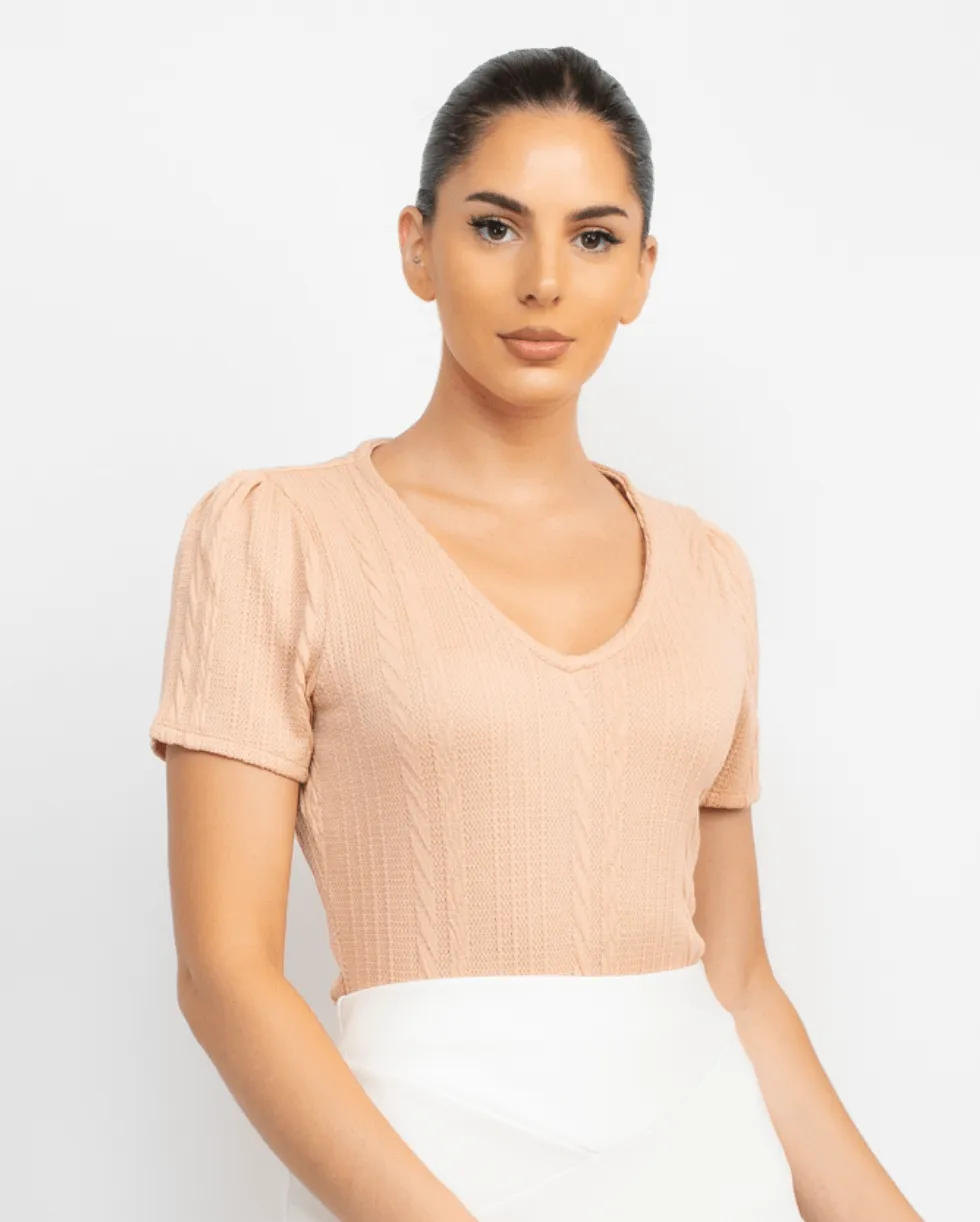 Haute Monde V-Neck Knit Top HMT56498