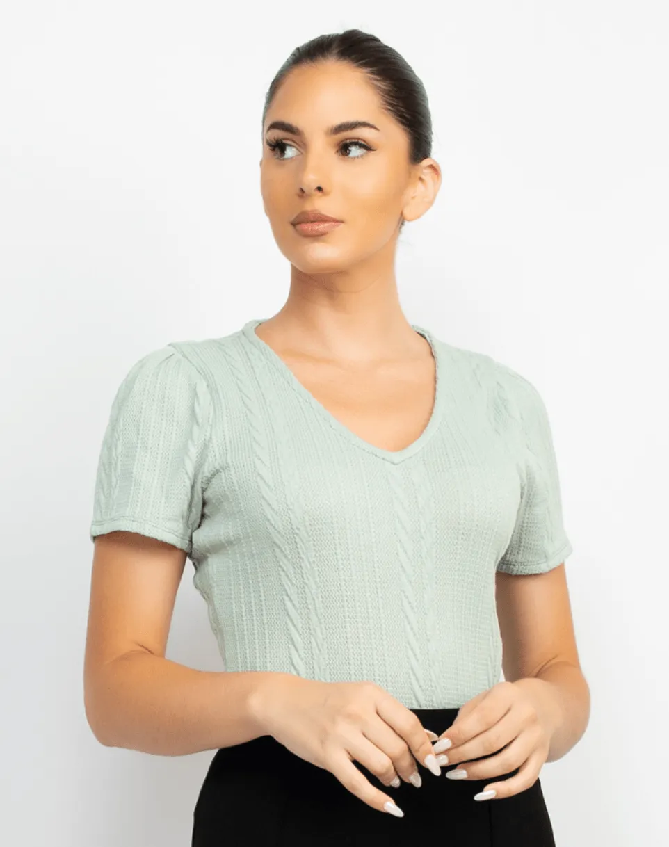 Haute Monde V-Neck Knit Top HMT56498