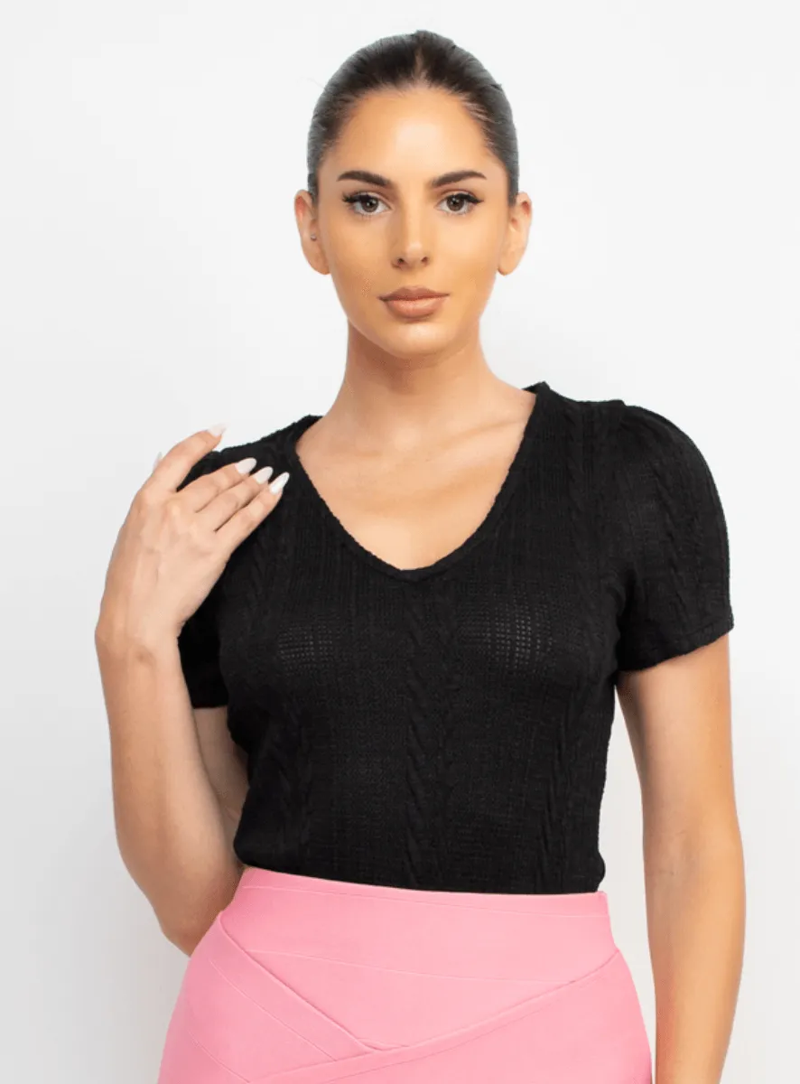 Haute Monde V-Neck Knit Top HMT56498