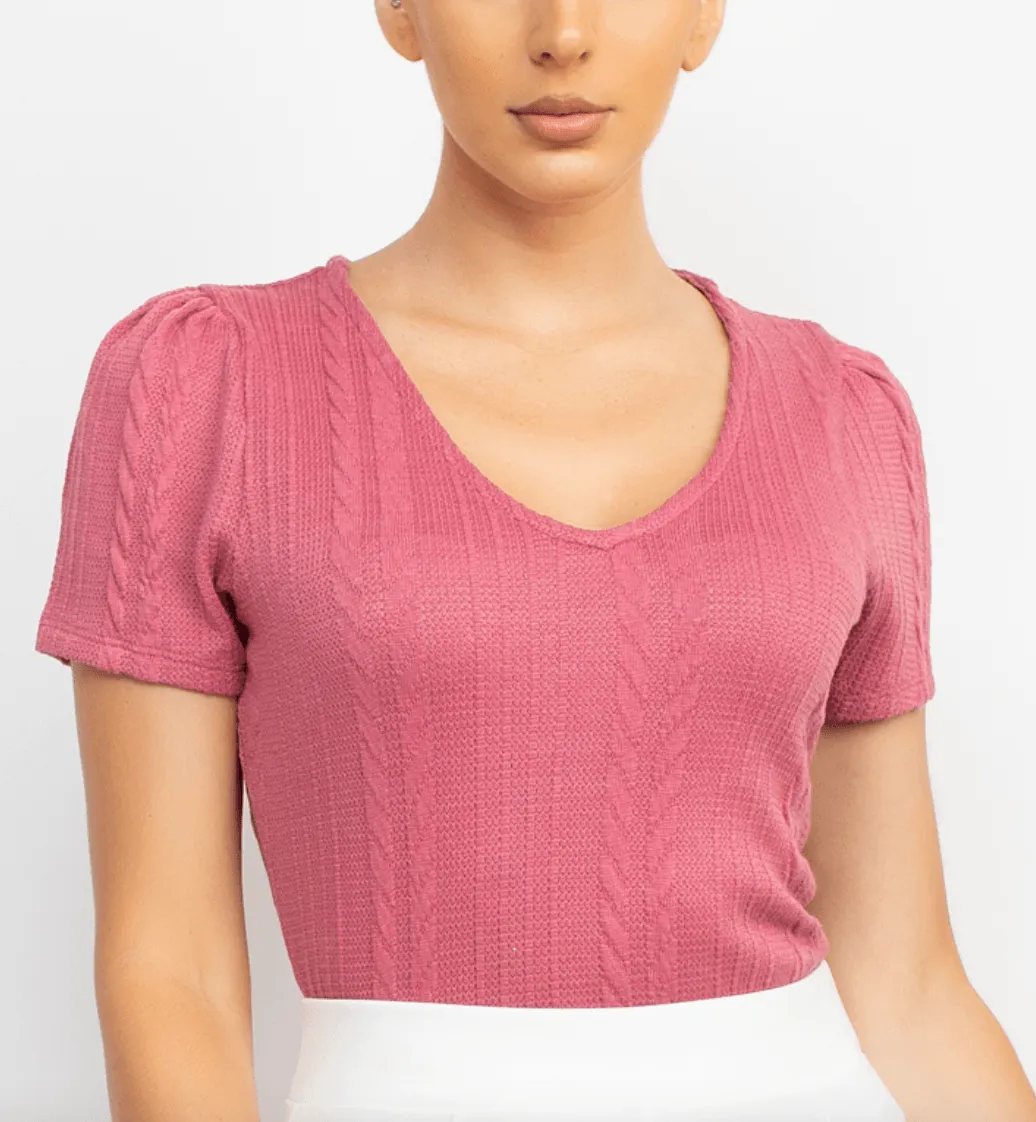 Haute Monde V-Neck Knit Top HMT56498