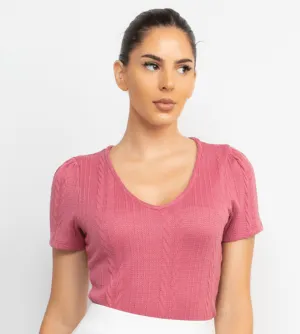 Haute Monde V-Neck Knit Top HMT56498