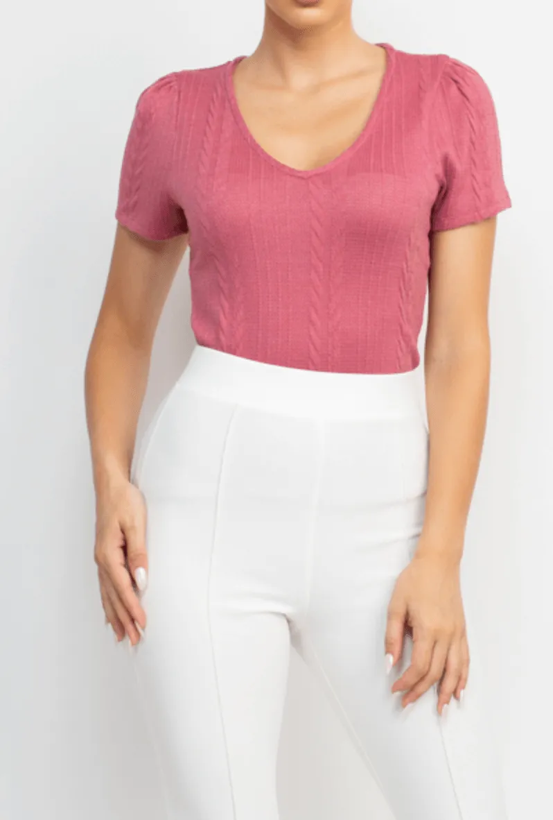 Haute Monde V-Neck Knit Top HMT56498