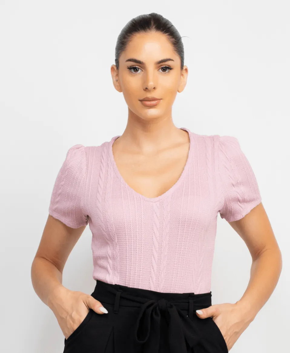 Haute Monde V-Neck Knit Top HMT56498