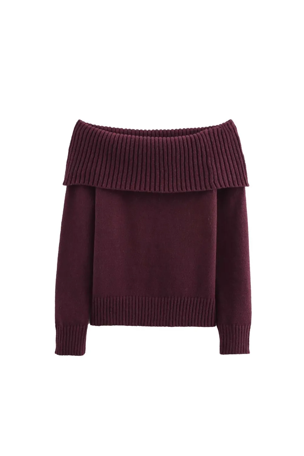 ‘Hazel’ Long-Sleeve Off-Shoulder Knit Top