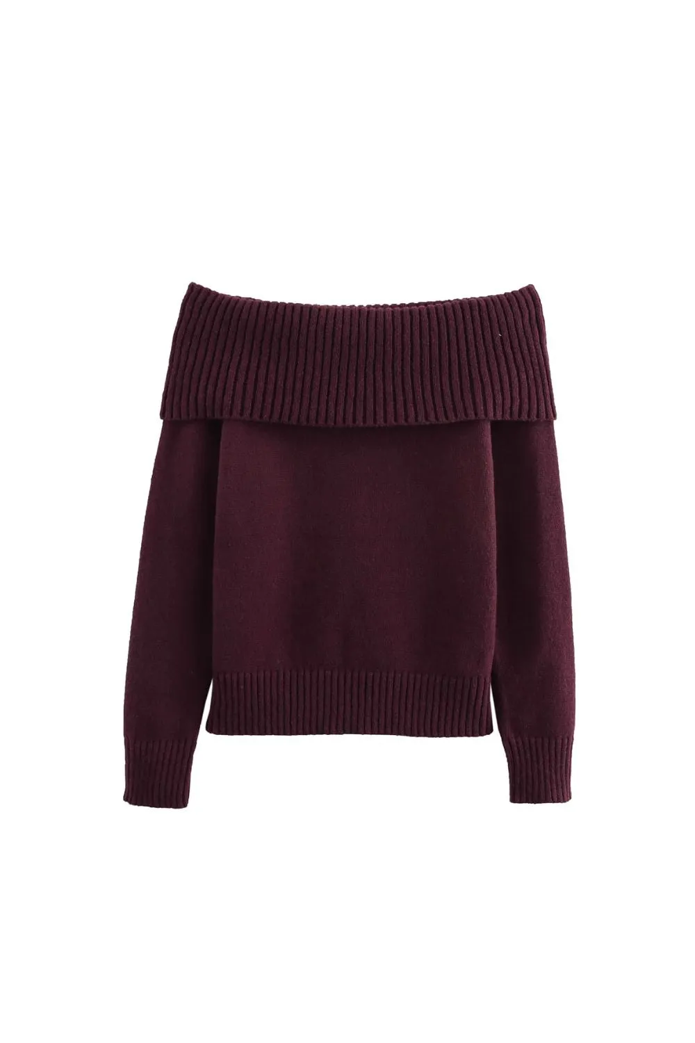 ‘Hazel’ Long-Sleeve Off-Shoulder Knit Top