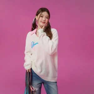Heart V-Neck Knit Top