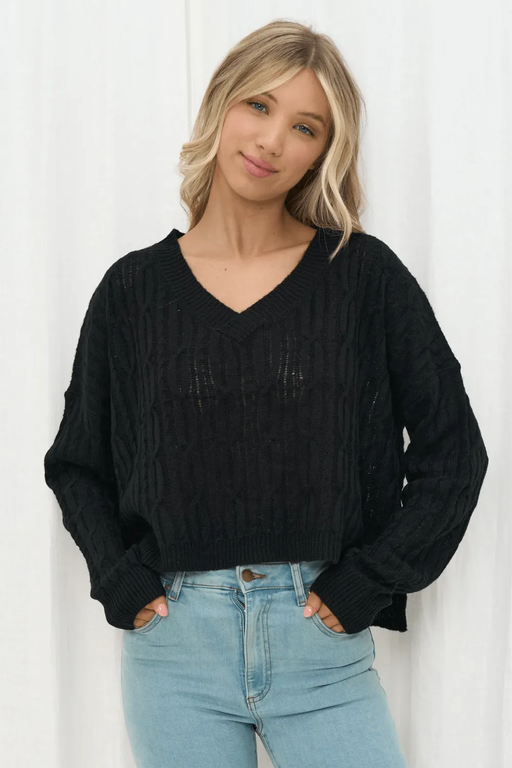 Henley Knit Top - Black