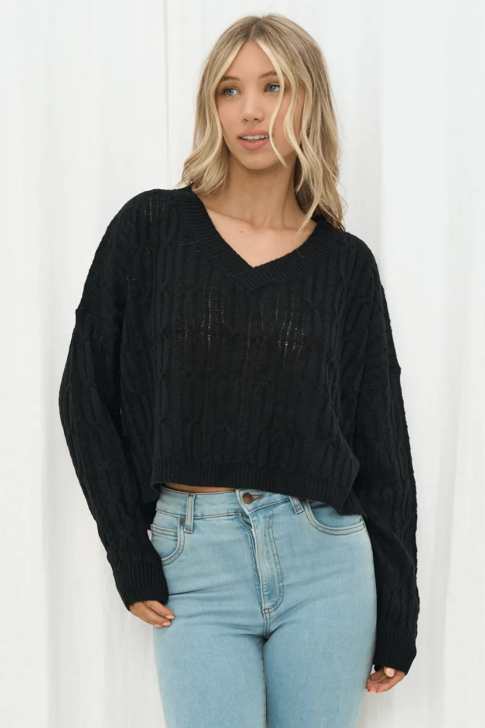 Henley Knit Top - Black
