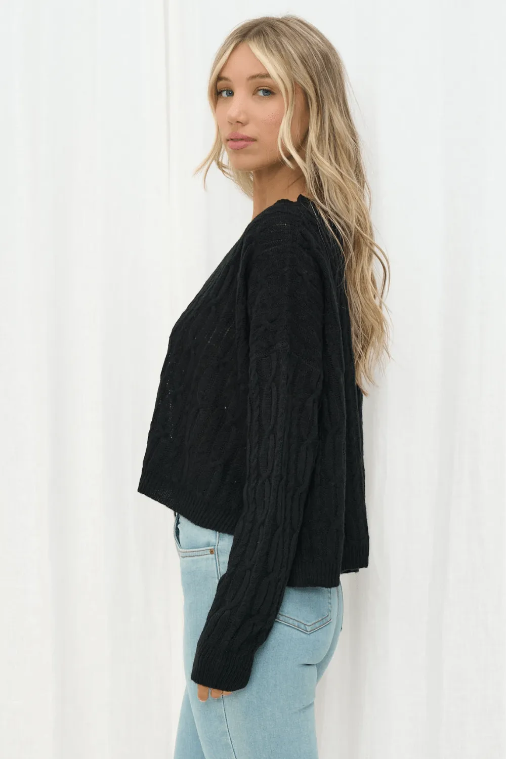 Henley Knit Top - Black