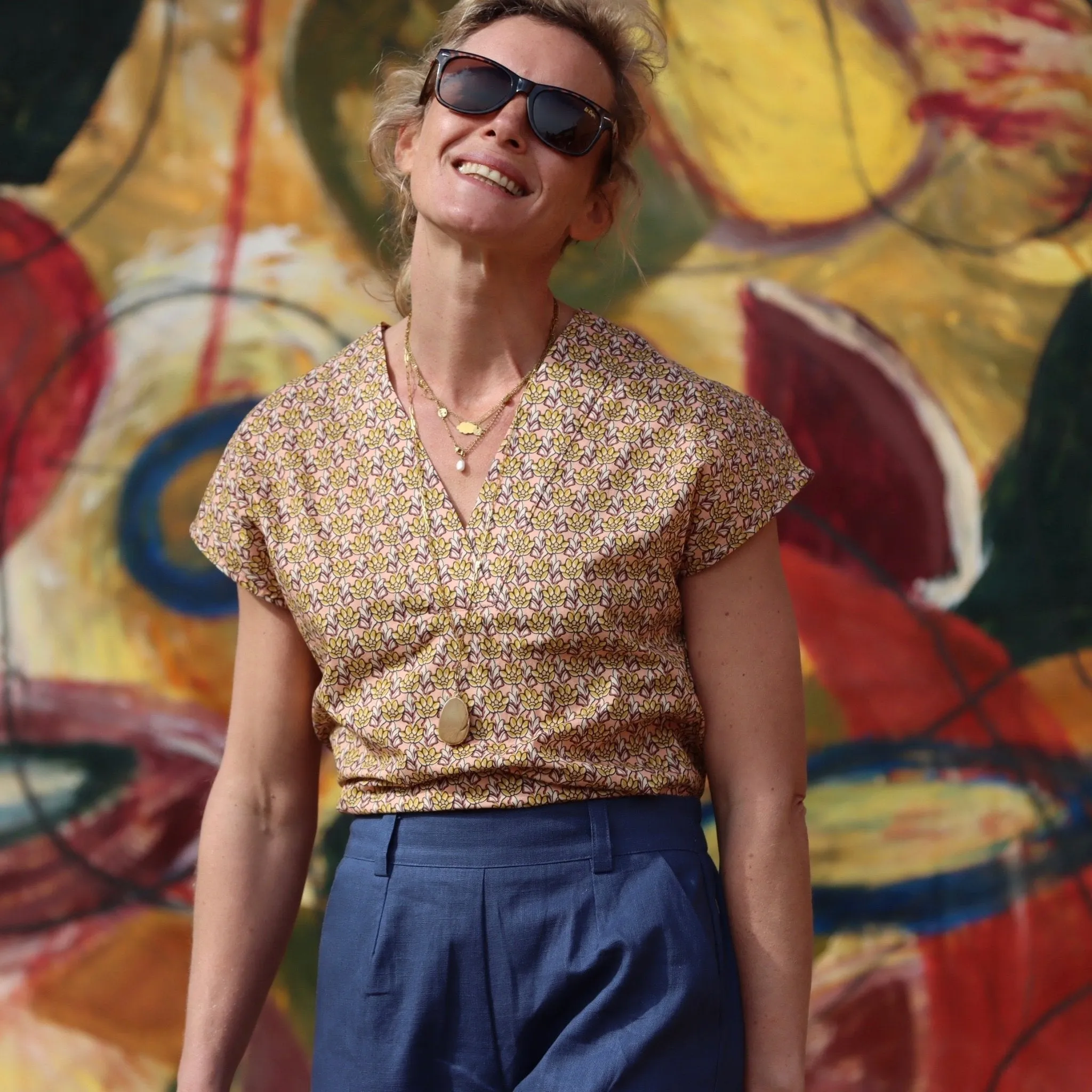 IMPARFAIT 150 - dernière pièce Blouse Savine fleuri ocré